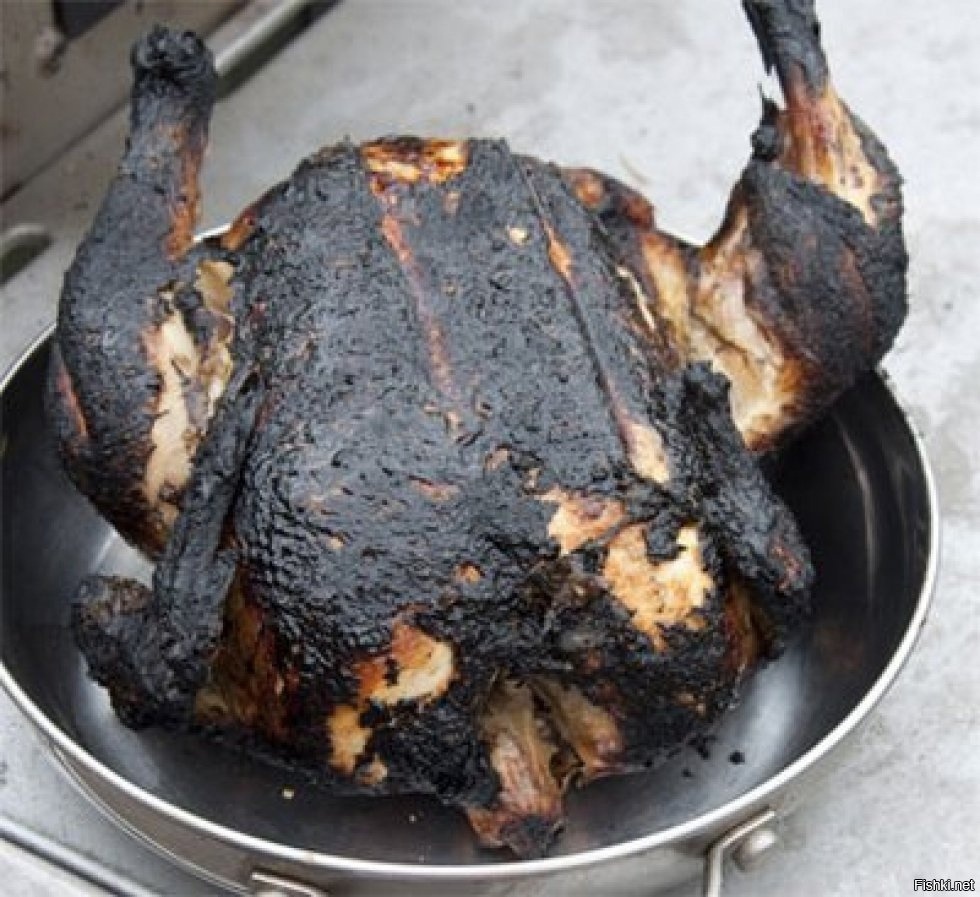 Сгоревшая курица в духовке